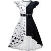 Lito Angels Vestito Costume Crudelia Demon per Bambina, Taglia 12-13 anni, Bianco e Nero, Manica Corta, B