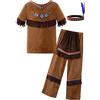 ReliBeauty Costume Indigena Bambino Vestito Carnavale Ragazzo con Copricapo, 130
