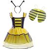 Lito Angels Children's Apparel Lito Angels Vestito Costume da Ape con Ali e Cerchietto per Capelli per Bambina Taglia 4-5 anni, Giallo Nero