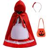 Lito Angels Children's Apparel Lito Angels Vestito Costume da Cappuccetto Rosso con Mantello con Cappuccio e Grembiule per Bambina Taglia 2-13 anni