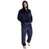 CityComfort Pigiama Uomo Invernale Pile Caldo con Cappuccio, Pigiami Due Pezzi Lunghi M - 2XL, Idee Regalo di Natale (Nero, XL)