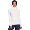 Avacoo Maglione da Donna a Collo Alto, Basic, a Maniche Lunghe, Super Morbido Bianco, 38/M