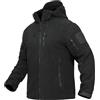 TACVASEN Felpa Tattica da Uomo con Cappuccio Antivento in Pile Militare con Tasche con Zip, Nero