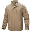 TACVASEN Giacca militare da uomo, impermeabile, in pile, invernale, softshell, con tasche con cerniera, cachi, XL