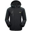 KEFITEVD Giacca da uomo impermeabile leggera in softshell con cappuccio rimovibile, giacca funzionale per escursioni, campeggio, Nero., M