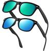 KANASTAL Occhiali da Sole Verdi Blu Specchio Specchiati Uomo Donna Polarizzati Azzurre UV400 Colorati Vintage Quadrati Blue Green Sunglasses per Estate Viaggio Spiaggia -Lenti Azzurri + Verde