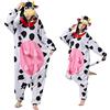 MAISUIZI Pigiama intero a forma di mucca, per adulti, unisex, con campana, per cosplay, Halloween, Natale, costume da notte, Pigiama a tutina mucca, M