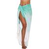 SHU-SHI - telo mare/pareo da donna, gonna a portafoglio, copricostume, ombre tie dye, Blu/bianco, One Size