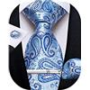 DiBanGu Cravatta da uomo tinta unita cravatta e gemelli quadrati da taschino formale matrimonio aziendale, blu cielo, Taglia unica