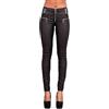 Lusty Chic Pantaloni Donna in Similpelle Nera a Vita Media, Skinny Fit con Tasche Posteriori - Stile Elegante e Biker (38, Nero)