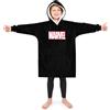 Marvel Spiderman Felpa Coperta con Cappuccio Bambini Ragazzo Pile Coperta Indossabile Hulk Captain America Thor Avengers Idee Regalo (Nera Marvel)
