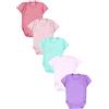 TupTam Body Neonato Manica Corta 5 Pezzi - Body Bambino in Cotone con Chiusura Wrap, Viola/Rosa/Rosa Cipria/Rosa Antico/Verde Menta, 74