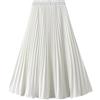 FEOYA Gonna Plissettata Donna Midi Gonna a Pieghe Lunga Midi con Elastico in Vita Alta Gonne Longuette Invernale Vestito Trapezio Casual Elegante Festa Autunno Primavera Estiva Tinta Unita Bianco