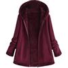 Xmiral Cappotti da Donna Cappotto con Cappuccio Giacca Hoodies Manica Lunga Moda Cerniera Tasca Invernale (M,2- Vino Rosso)