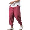 WXZZ Baggy Harem Pantaloni da uomo giapponesi per il tempo libero, in cotone e lino, casual, lunghi, leggeri, traspiranti, taglia M, L, XL, XXL, XXXL, Z-rosso, XL