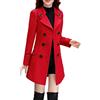 Xmiral Giacca Outwear Donna Invernale con Risvolto in Lana Trench Giacca a Maniche Lunghe Cappotto Outwear (M,Rosso)