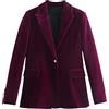 SaoBiiu Donne Verde Velluto Blazer Giacca Lady Slim Fit Ufficio Solido Manica Lunga Singolo Pulsante Cappotto Top, Blazer viola, S