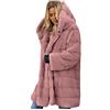 Lulupi Cappotto in Pelliccia Sintetica Donna Morbido Giacca Felpa con Cappuccio Trench Taglie Forti Giubbotto in Peluche Tinta Unita Caldo Invernale Coat Outerwear