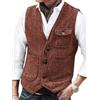 Oanviso Gilet da Uomo Vintage Gilets Scollo a V con Tasche e Bottoni Primavera Gilet da Abito Slim Fit Autunno Casual Gilets Retrò Giacca senza Maniche Classico Gilet Scozzese A Arancione XXL