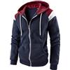 Ophestin Felpa con cappuccio da uomo con cappuccio e zip intera con cappuccio e felpa in pile patchwork giacca tinta unita cappotto con tasca Kanga, 2 blu marino., M