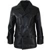 Infinity Leather Giacca da Uomo in Vera Pelle Nera o Marrone Doppio Petto Lunga stile dr. who nero 2xl