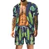 Kobilee Tuta Uomo Elegante Camicia Hawaiana + Pantaloncini Ginnastica Tuta Sportiva Casual Cotone Completa Tuta Estiva Curvy Leggero Taglie Forti Completo Corta Due Pezzi