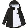 Onsoyours Donne Parka Giacca con Cappuccio Elegante Casual Impermeabile Cappotto Inverno Tinta Unita Foderato in Pile Cappotti A Nero 3XL