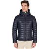 D'Arienzo Piumino Pelle Blu Uomo con Cappuccio Giaccone Vera Pelle Made in Italy TEO 58/Blu