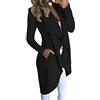 Onsoyours ShallGood Donna Elegante Asimmetrico Cardigan Giacca Lunga Blazer Moda Tasche Ufficio Manica Lugna Kimono Aperto Davanti Cappotto Nero IT 46