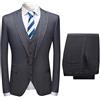 CALVINSUIT Uomo Completo da Uomo gessato 3 Pezzi vestibilità Slim Monopetto Giacca da Cerimonia Nuziale Vest Gilet