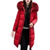 Minetom Donna Invernali Giacca Lungo Caldo Cappotto con Cappuccio Collo di Peluche Casual Piumino Parka Trench Coat Outwear Antivento Rosso 44