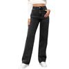 shownicer Donna Jeans Lunghi Alta Vita Jeans Larga Jeans Baggy Denim Pantaloni Diritti Vintage Elasticizzati Jeans Straight Wide Leg Pants Denim Trousers B Bianco M