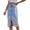 Generico Gonna Jeans Lunga Gonna Donna Spacco Vita Alta Gonna Casual Jeans Maxi Donna
