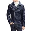 ShiFan Giacca Biker Leggera da Uomo con Chiodo in Pelle PU Blu Marino 3XL