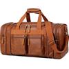 BAOSHA Borsa da Viaggio in Pelle PU Continuare Borsa Weekend per Uomo e Donna Sacco a Sportiva Bagaglio a Mano Duffle da Viaggio per Viaggi, Fine Settimana, Notte HB-21 (Marrone)