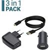 Slabo 3in1 Set di Ricarica per Lenovo Tab M10 FHD Plus | M10 | Tab4 10 Plus | etc. Starter Set Cavo Dati USB-C | Mini Adattatore di Ricarica per Auto | Adattatore di Alimentazione USB Slim - Nero