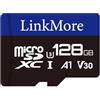 LinkMore Scheda Micro SDXC, A1, UHS-I, U3, V30, compatibile con classe 10, adattatore SD incluso (128GB, A1 V30).