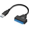 Herfair Adattatore da SATA a USB da 3.0 a 2.5 Convertitore da SATA a USB Adattatore esterno SATA III a USB e cavo per disco rigido SSD/HDD da 2.5