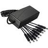 Terryshop74 Alimentatore stabilizzato 12 volt 5 ampere in box plastica con 8 attacchi 5,52x2,1 per telecamere modem strisce led (60 watt)