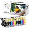 Starlet24 cartucce compatibili per Brother LC-1220 LC1240, per MFC-J280W MFC-J425W MFC-J430W MFC-J435W MFC-J6510DW MFC-J6710DW(4 nero, 2 ciano, 2 magenta, 2 giallo)
