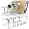 Forlivese Porta Coperchi Pentole Salvaspazio, 9 Scanalature Organizer Padell(2 Pezzi) | Portacoperchi in Acciaio Inossidabile con 4 Cuscinetti Silicone, Porta Coperchi da Cassetto, Scaffale Cucina