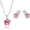 butterfly Collana E Orecchini In Argento Con Elementi Floreali E Catenina Regolabile