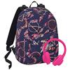 Seven Zaino The Double, Nero, 29 Lt, 2in1 Reversibile, con cuffie Stereo Soft Touch abbinate