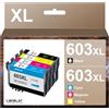 LOFBLAT 603XL Cartucce compatibili per Epson 603 603 XL per Epson Expression Home XP-2100 XP-3100 XP-2150 XP-4100 XP-2100 XP-2105 Workforce WF-2810 WF-2830 WF-2850 (Nero Ciano Giallo Magenta, 4-Pack)