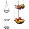 Chefarone Cestino da Frutta Appeso con Gancio da soffitto - 130 cm Cestino da Cucina da Appendere - Cestino da Frutta da Appendere (Nero)