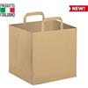 Buste di carta personalizzati Buste carta avana con maniglia piatta personalizzate Compact Take Away 26 x 16 x 31 cm personalizzate o neutre