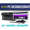 HP PC FISSO USATO COMPLETO STAMPANTE A4 + COMPUTER CPU CORE DUO 4 GB RAM 320 GB W10