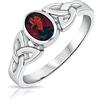 DTPsilver® Anello Celtico Donna in Argento 925 - Nodo Celtico Con Pietre Semi Preziose - Granato