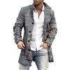 ZILAIX Cappotto Uomo Collare In Piedi Slim Fit Con Tasche Media Lunghezza Tinta Unita Giacca Uomo Tendenza Retrò Stampa Manica Lunga Giacca Uomo Urbano Strada Stile Tweed Cappotto Uomo DY-01 S