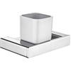 Ibergrif M37106-Plinto, Porta Tumbler Quadrato, Porta Spazzolino da Bagno, Argento, Ottone